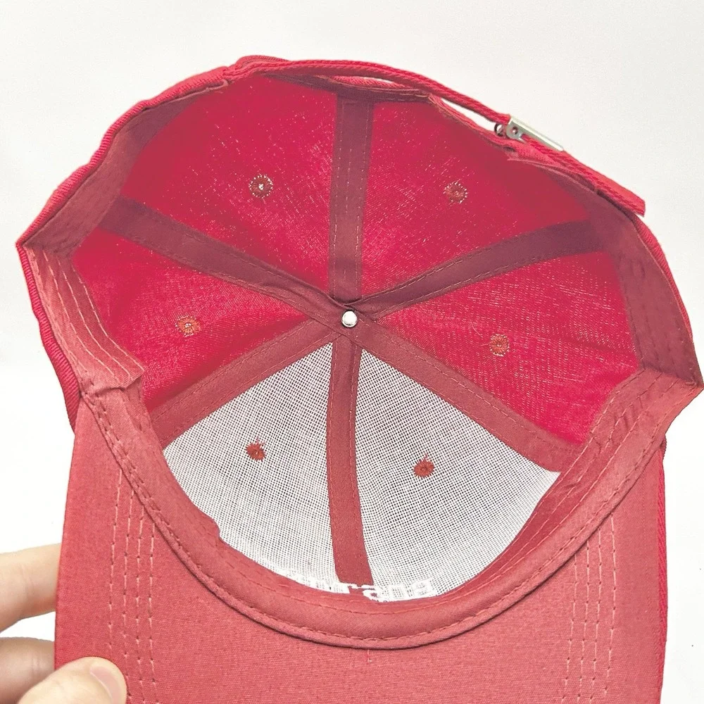 Boston Massachusetts Wordmark Dad Hat Cap Adjustable Strapback Red Outdoors